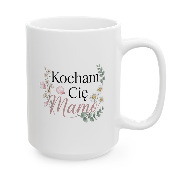 Kubek dla mamy Kocham Cię Mamo kwiatowy wzór | Prezent na Dzień Matki
