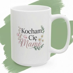 Kubek z nadrukiem Kocham Cię Mamo – kwiatowa polna wiązanka dla mamy
