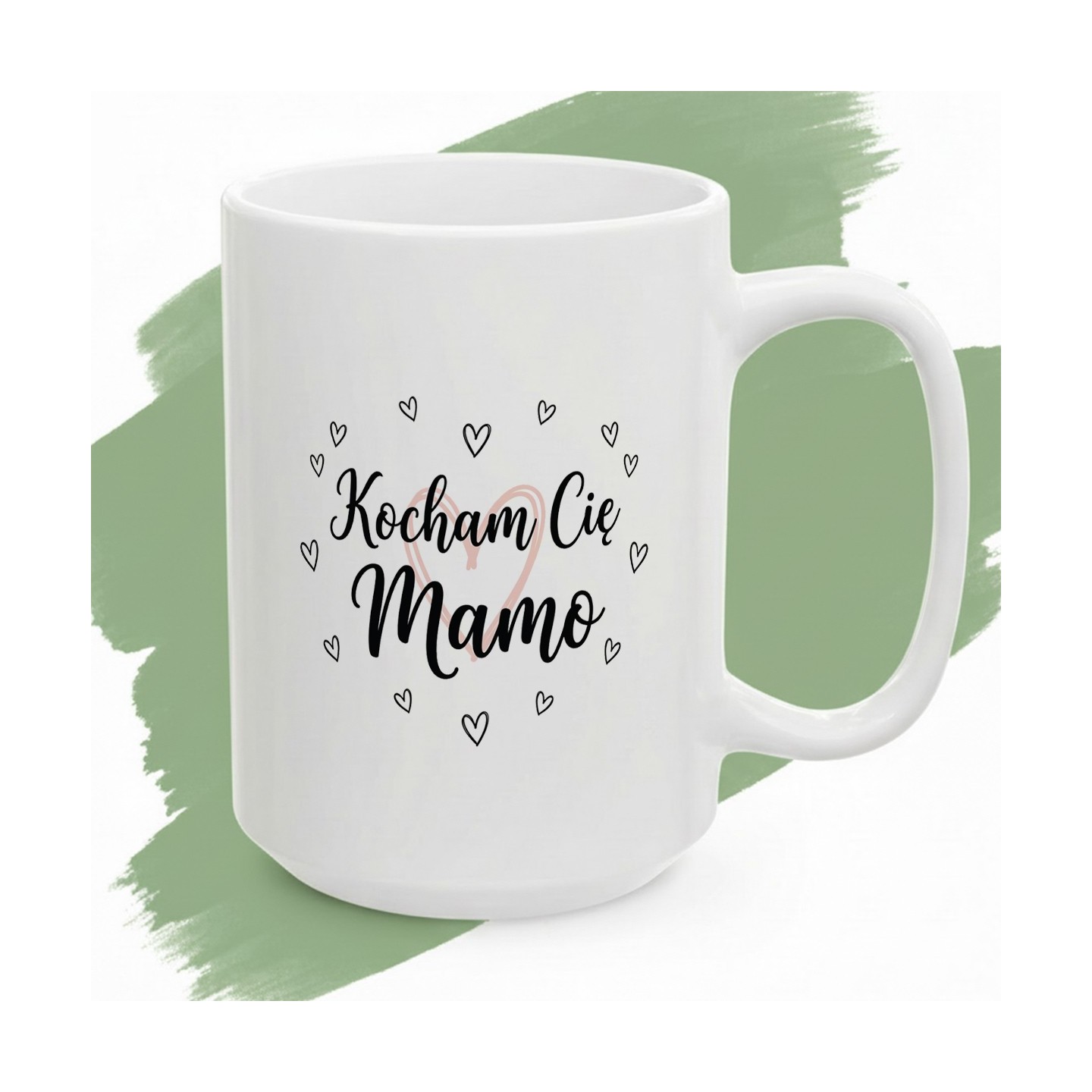 Kubek z nadrukiem Kocham Cię Mamo – serce otoczone czułością
