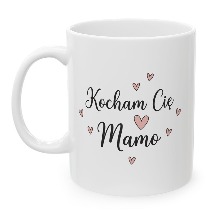Kubek dla mamy Kocham Cię Mamo pastelowe serduszka | Prezent na Dzień Mamy