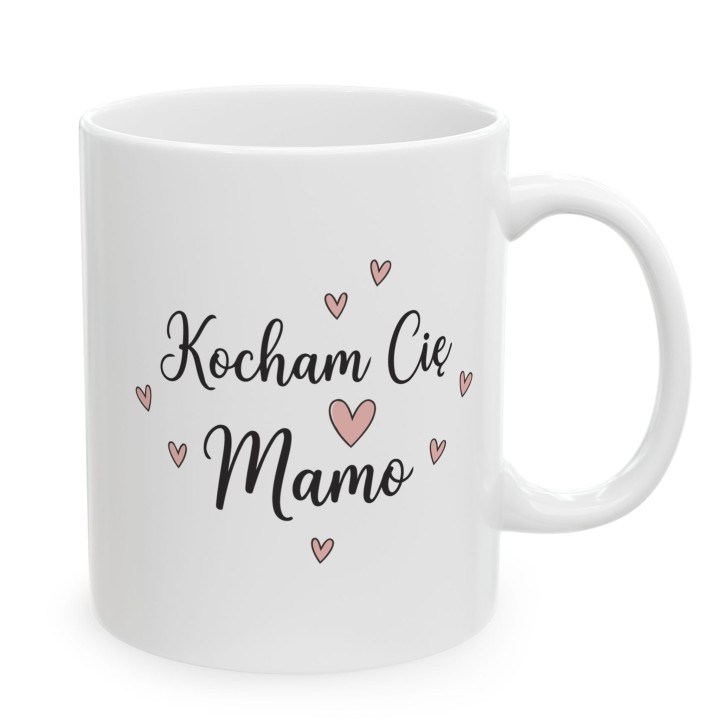 Kubek dla mamy Kocham Cię Mamo pastelowe serduszka | Prezent na Dzień Mamy