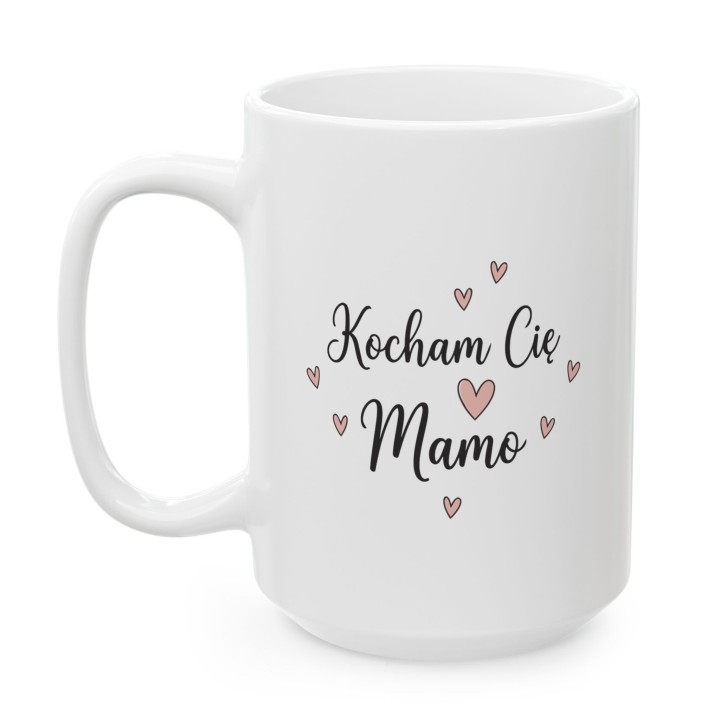 Kubek dla mamy Kocham Cię Mamo pastelowe serduszka | Prezent na Dzień Mamy