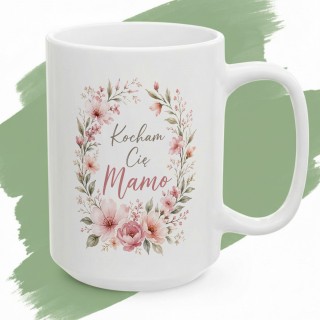 Kubek z napisem Kocham Cię Mamo w kwiaty - Uroczy prezent