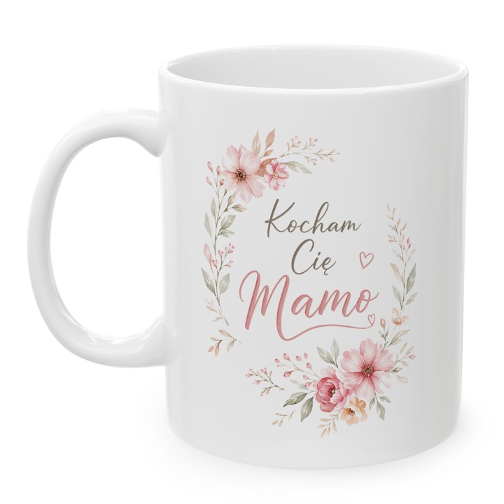 Kubek z napisem Kocham Cię Mamo i serduszkami - Czuły prezent