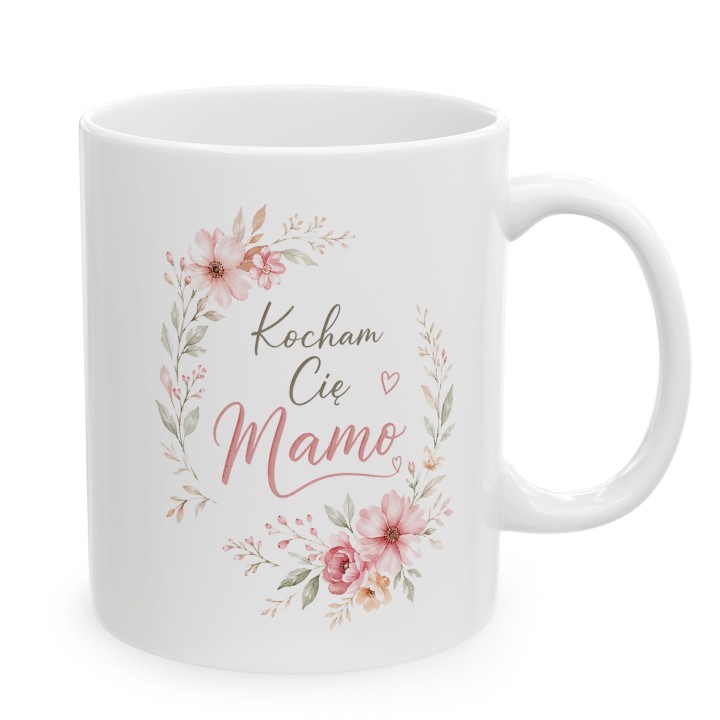 Kubek z napisem Kocham Cię Mamo i serduszkami - Czuły prezent