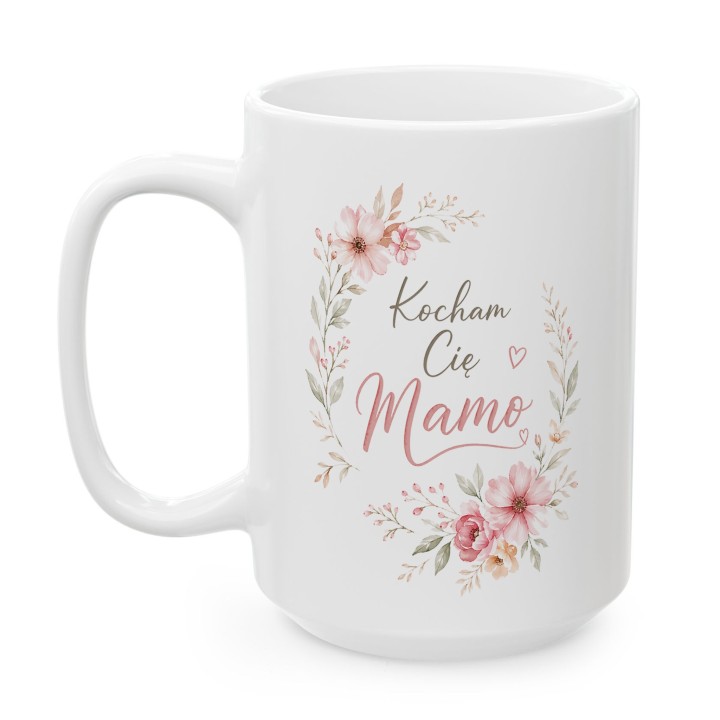 Kubek z napisem Kocham Cię Mamo i serduszkami - Czuły prezent