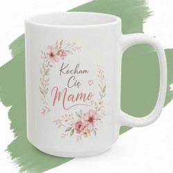 Kubek z nadrukiem Kocham Cię Mamo z kwiatami i serduszkiem