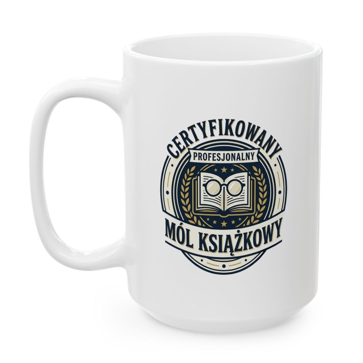 Kubek Certyfikowany Profesjonalny Mól Książkowy Prezent dla Czytelnika