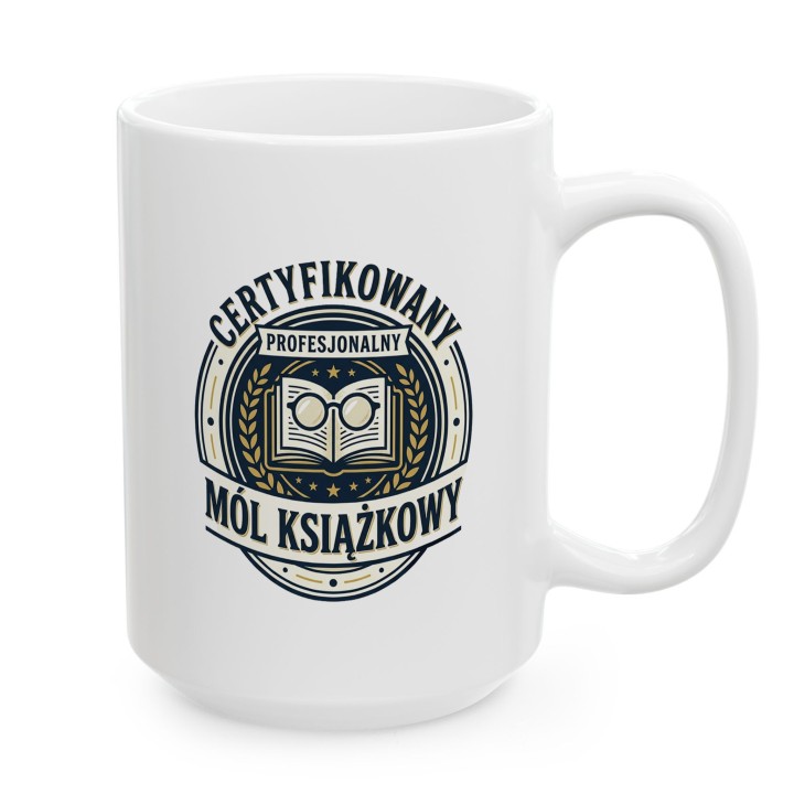Kubek Certyfikowany Profesjonalny Mól Książkowy Prezent dla Czytelnika