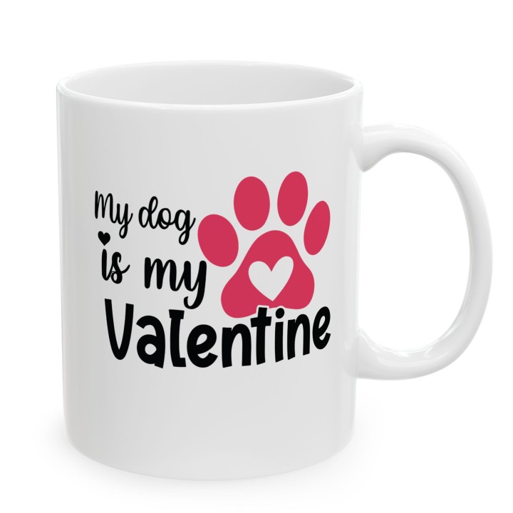 Kubek „My dog is my Valentine” – walentynkowy kubek dla psiary z łapką i sercem