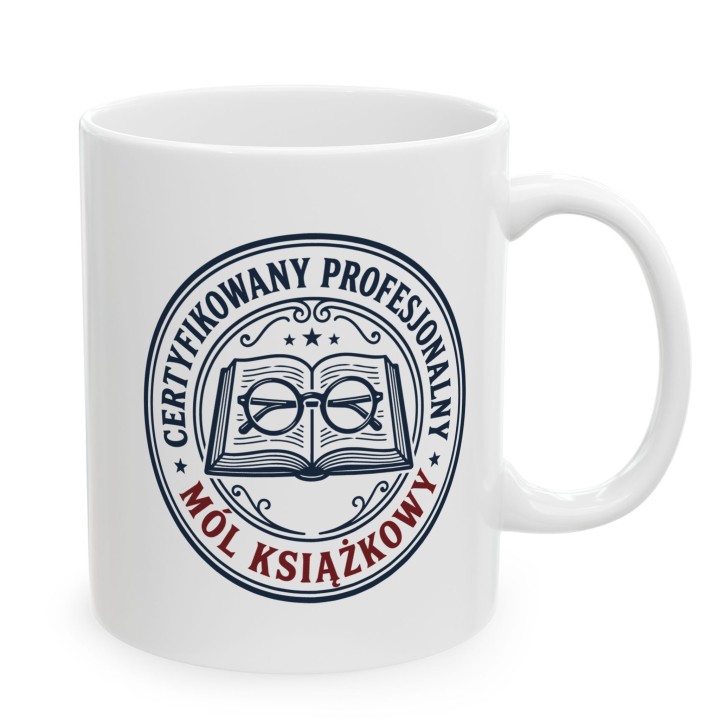 Kubek Certyfikowany Profesjonalny Mól Książkowy – prezent dla czytelnika