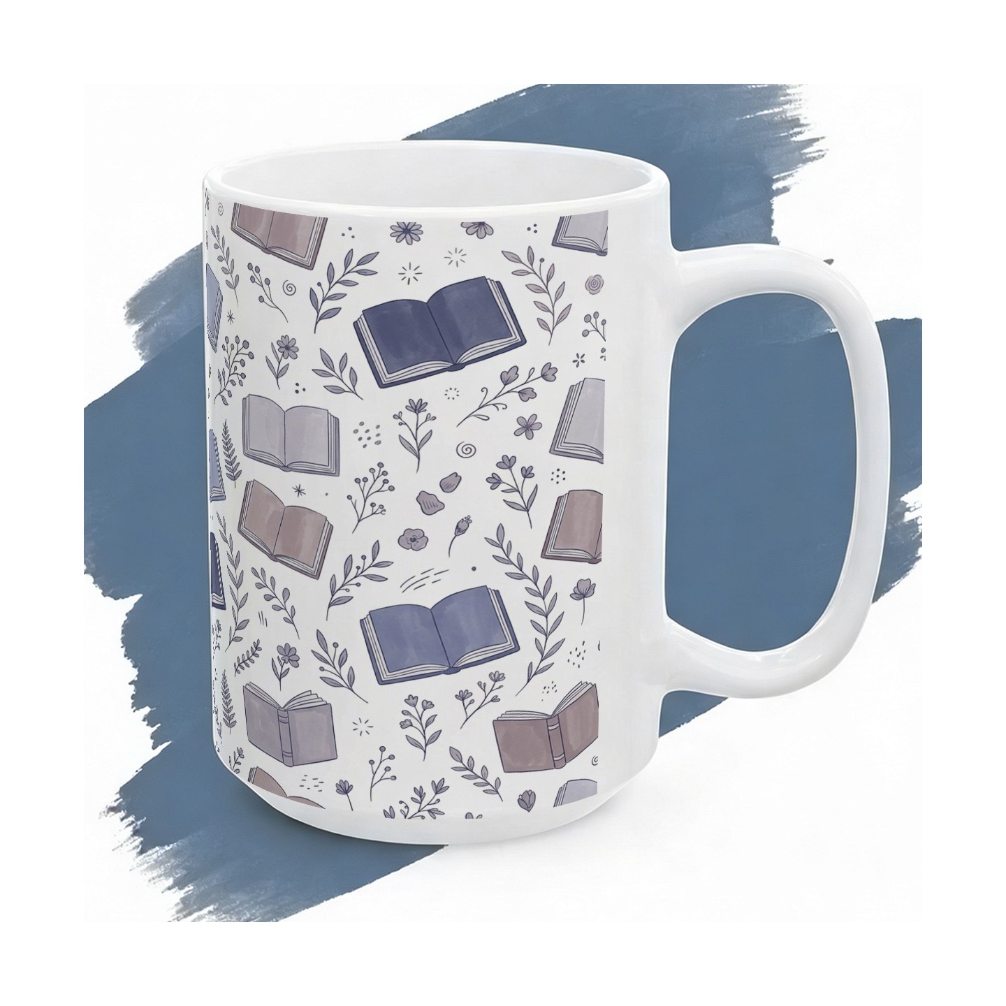 Kubek ceramiczny mól książkowy – Wzór w książki i botanikę