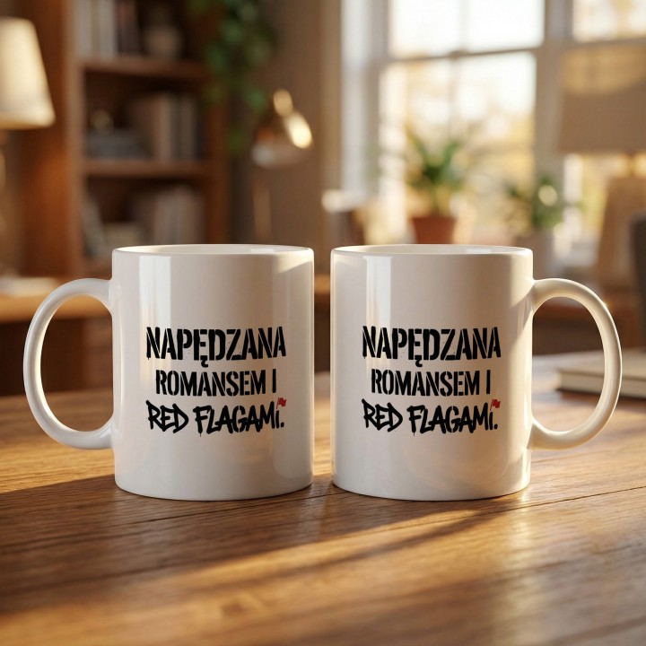 Kubek fanki dark romance Napędzana romansem i red flagami prezent