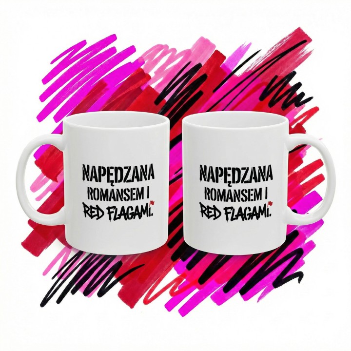 Kubek fanki dark romance Napędzana romansem i red flagami prezent