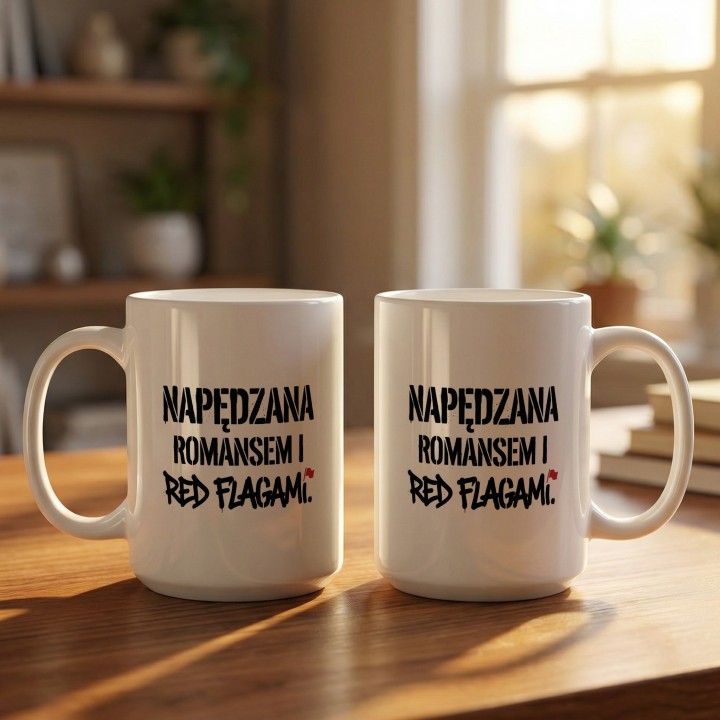 Kubek fanki dark romance Napędzana romansem i red flagami prezent