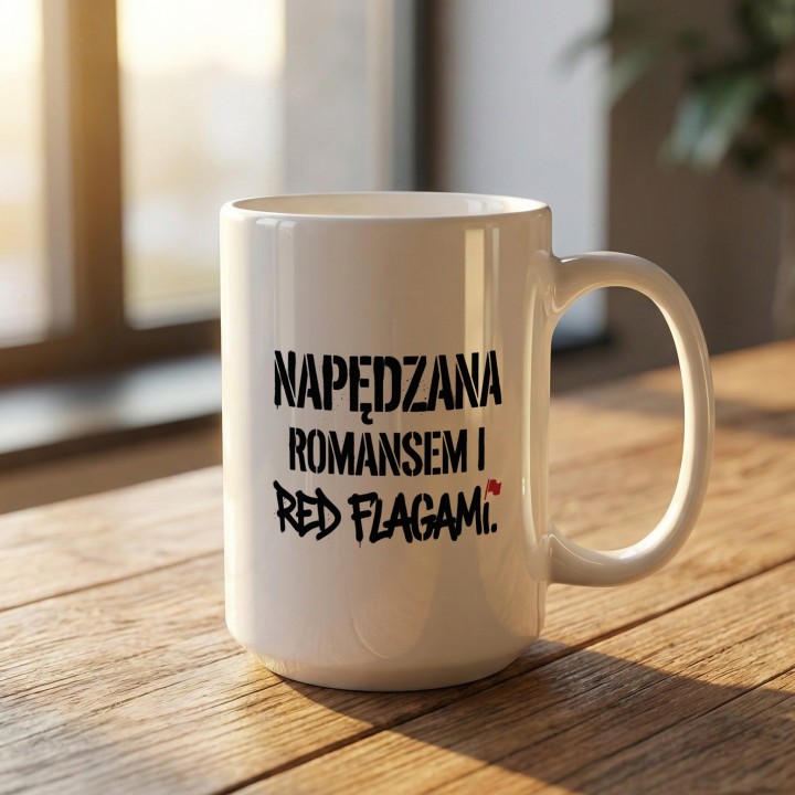 Kubek fanki dark romance Napędzana romansem i red flagami prezent
