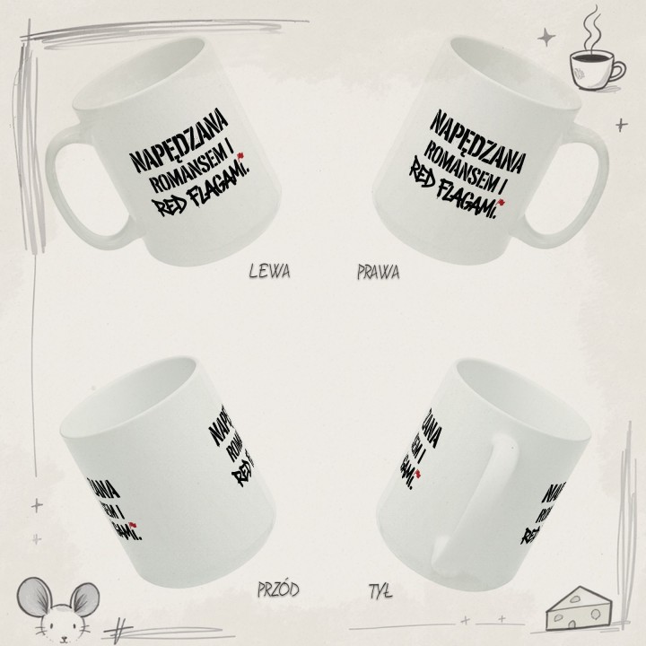 Kubek fanki dark romance Napędzana romansem i red flagami prezent