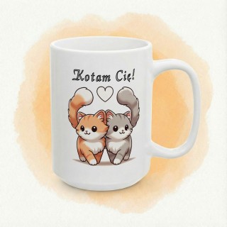 Kubek z nadrukiem „Kotam Cię!” – zakochane kotki, prezent na walentynki dla par