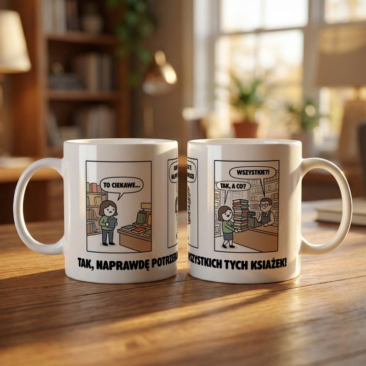 Kubek dla mola książkowego Komiks Biorę tylko najpotrzebniejsze książki