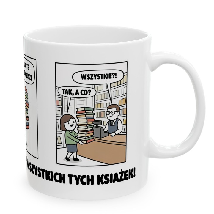 Kubek dla mola książkowego Komiks Biorę tylko najpotrzebniejsze książki