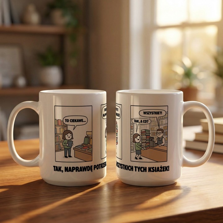 Kubek dla mola książkowego Komiks Biorę tylko najpotrzebniejsze książki