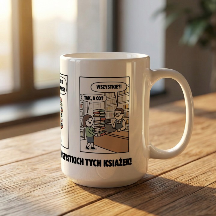 Kubek dla mola książkowego Komiks Biorę tylko najpotrzebniejsze książki