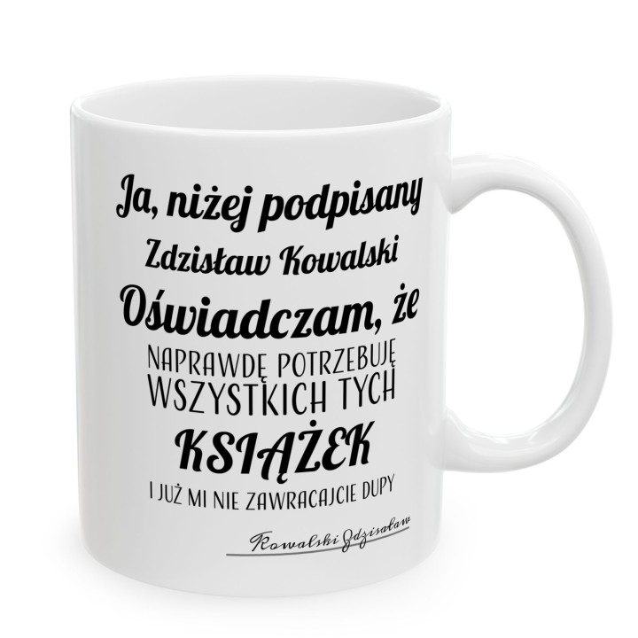 Pomysł na prezent dla osoby, która ma wszystko – personalizowany kubek z oświadczeniem o nowym hobby i kurierze.