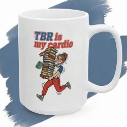 Kubek „TBR is my cardio” dla książkary, która ma trening z listą lektur