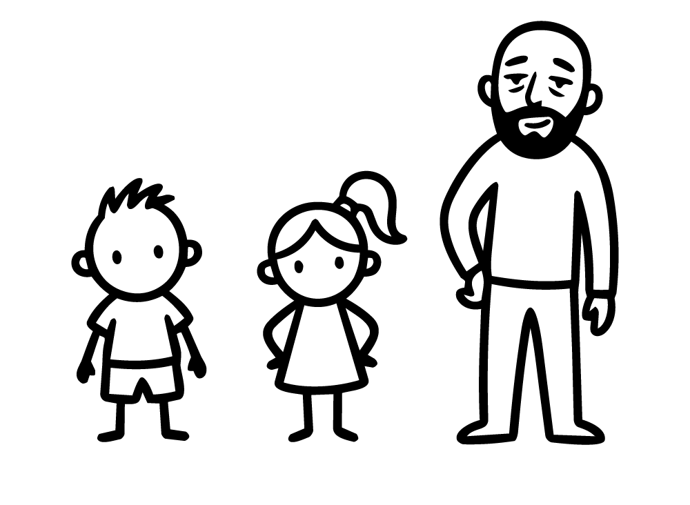 Chłopiec + Dziewczynka + Mąż z naturalną ekspozycją czaszki